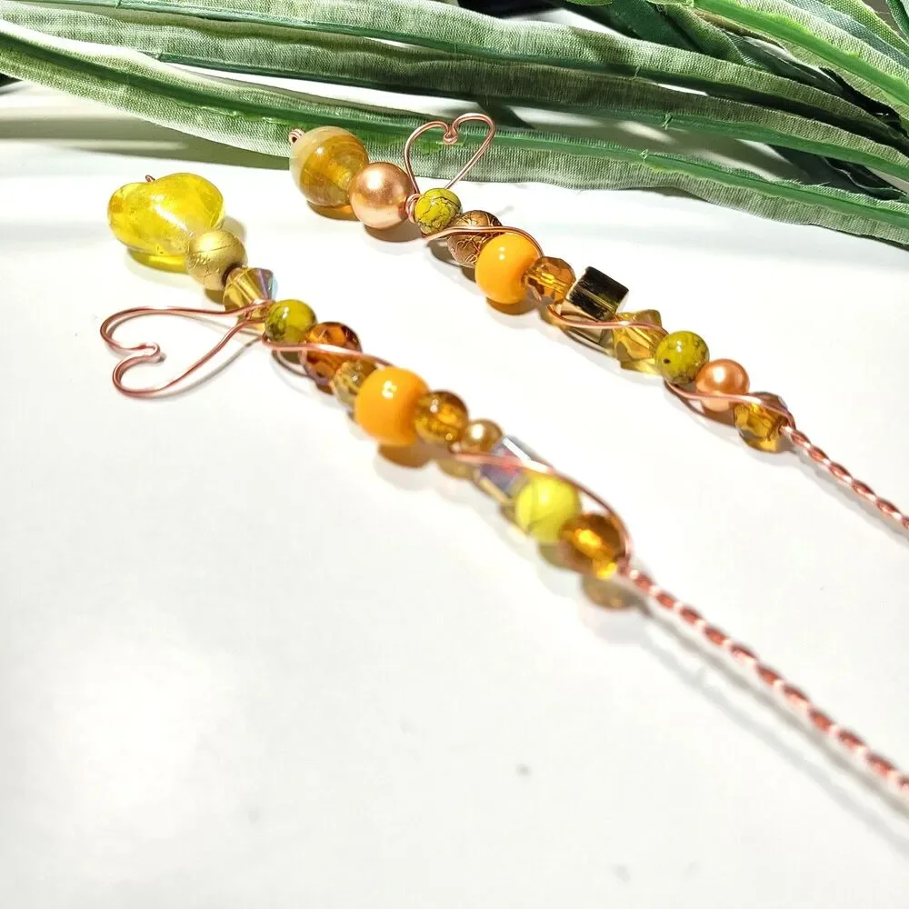 Fairy Garden Stake 058Ly# Beaded Fairy wands plant stakes suncatcher plant deco